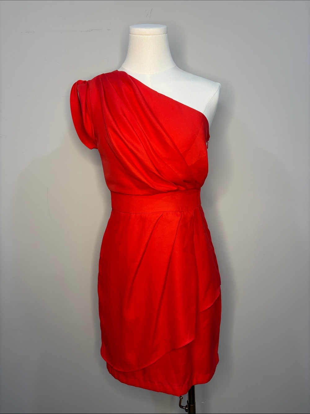 BCBGeneration One Shoulder Cocktail Dress 2 XS Red/Orange